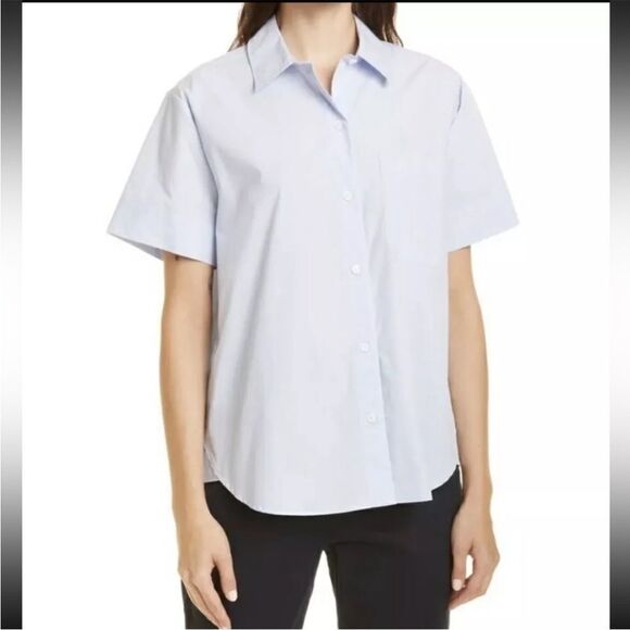 Jenni Kayne Oversized Boyfriend Button Down Cotton Shirt Light Blue Size XXL - Picture 2 of 9